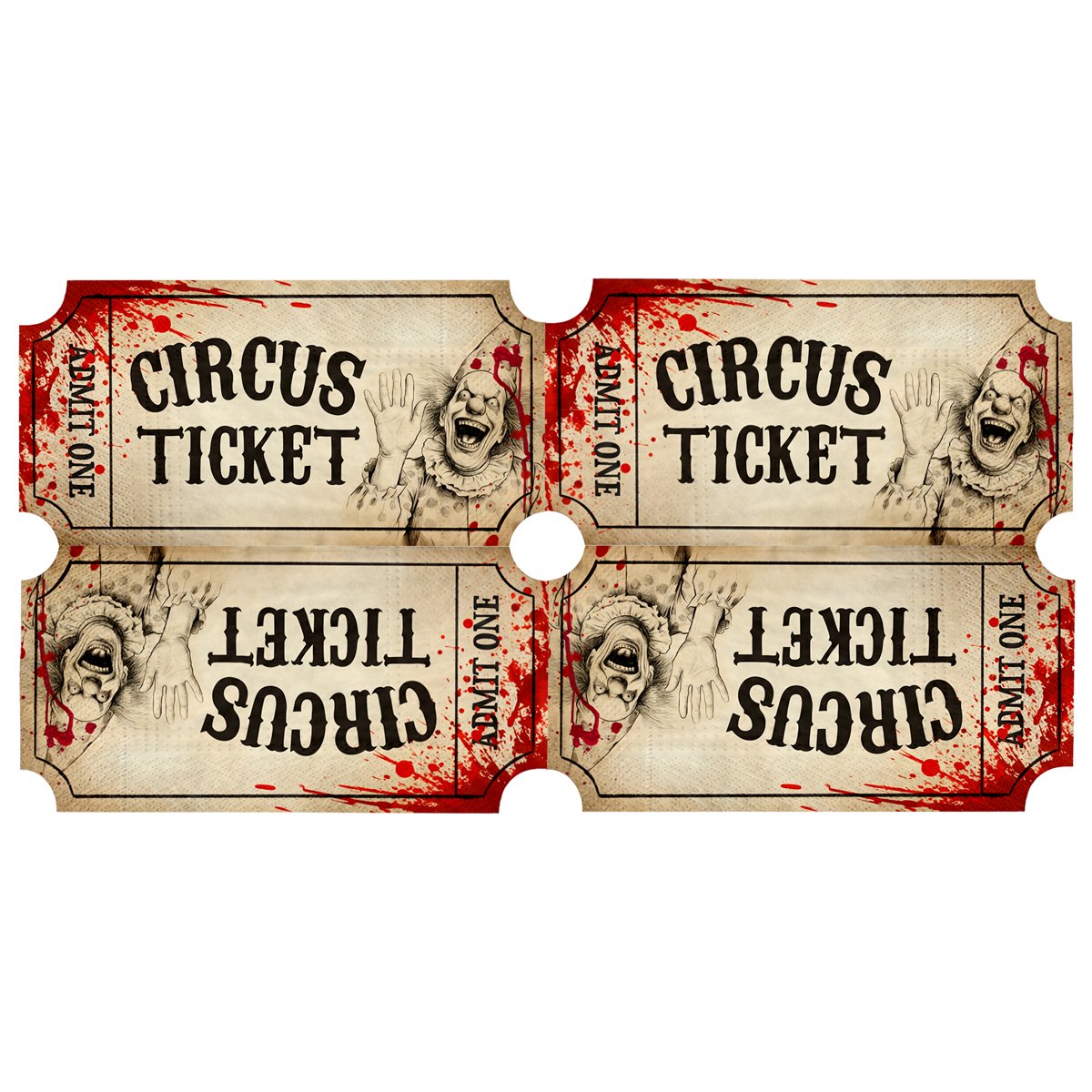 12 stk. Halloween Servietter Freak Show - Cirkusbillet