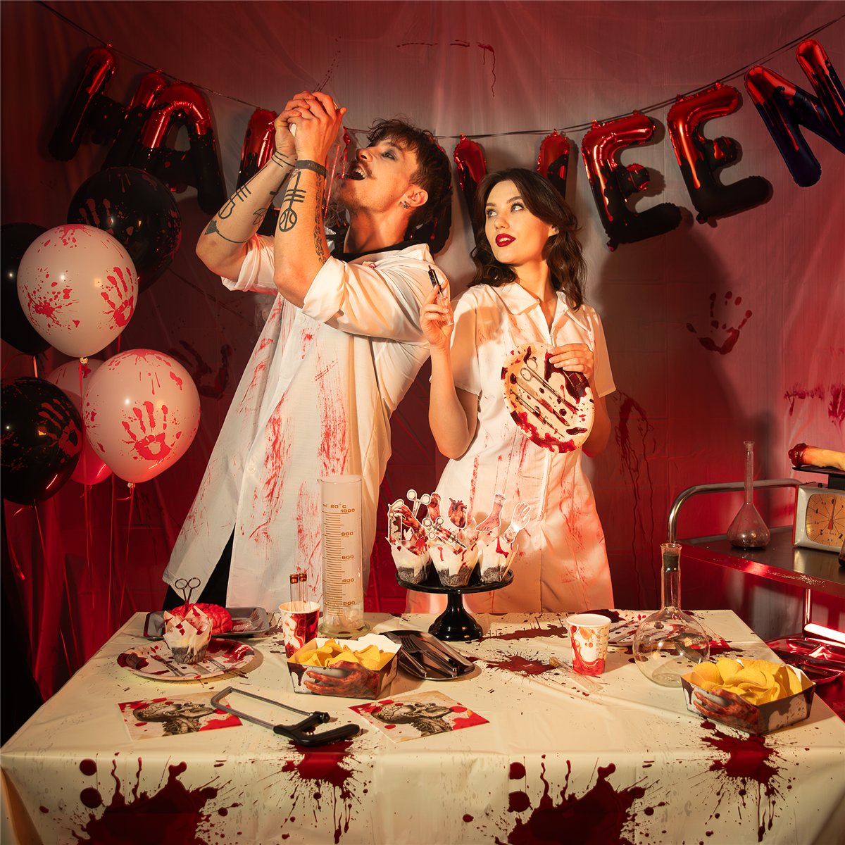 6 stk. Halloween Paptallerkener Bloody Night 23 cm