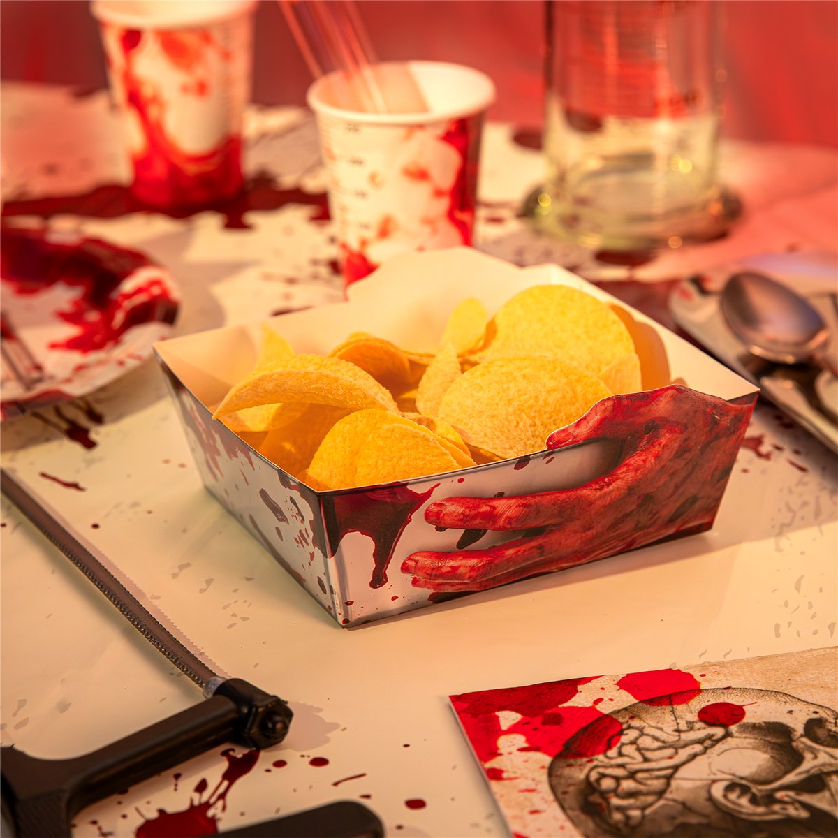 3 stk. Halloween chipsæske "Bloody Night" 3 stk. Halloween chipsæske "Bloody Night"
