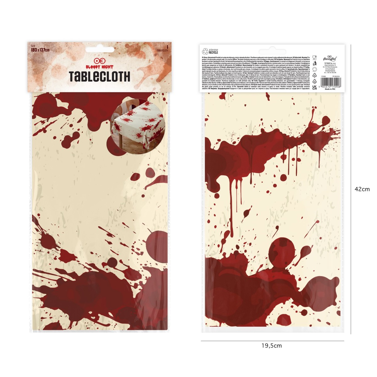 Halloween dug "Bloody Night" – 137 x 183 cm - med blodplettryk Halloween dug "Bloody Night" – 137 x 183 cm - med blodplettryk