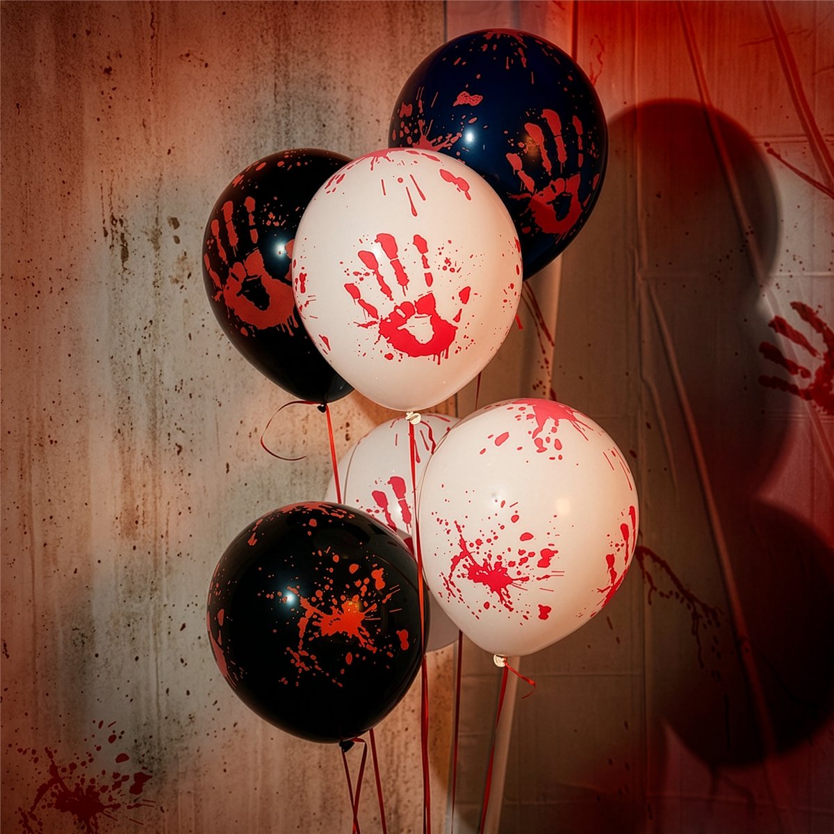 6 stk. Halloween latexballoner "Bloody Night" 