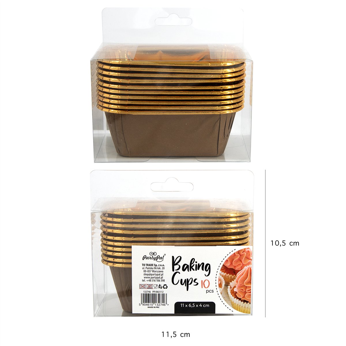 10 stk. Bageforme Rektangulære Brun og Guld 11x6,5x4 cm 10 stk. Bageforme Rektangulære Brun og Guld 11x6,5x4 cm