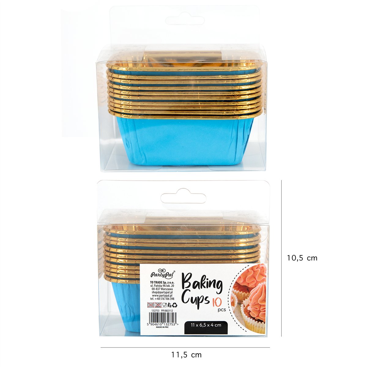 10 stk. Bageforme Rektangulære Blå og Guld 11x6,5x4 cm 10 stk. Bageforme Rektangulære Blå og Guld 11x6,5x4 cm