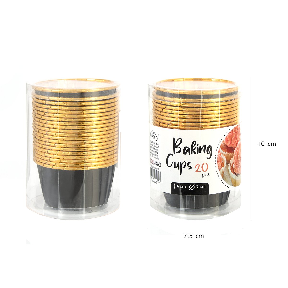 20 stk. Bageforme Runde Sort og Guld aluminium 7 cm