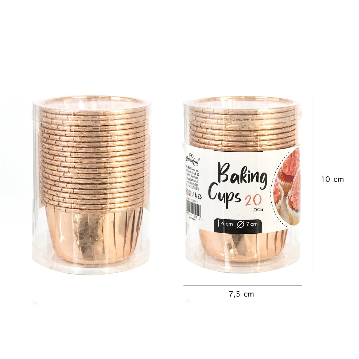 20 stk. Runde Bageforme Roseguld 7 cm &ndash; Aluminium