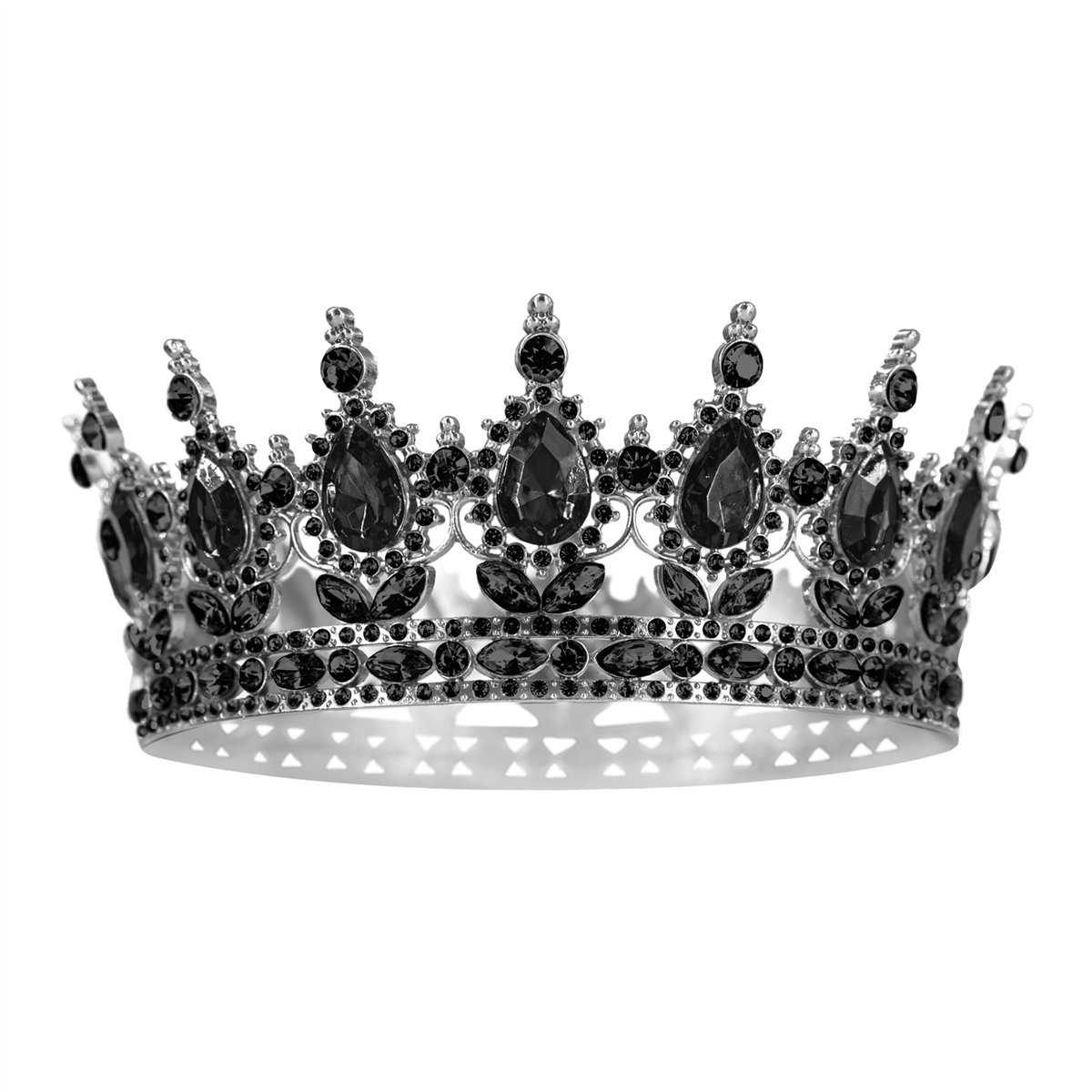 Kagedekoration Sølvkrone med sorte krystaller 15 cm Kagedekoration Sølvkrone med sorte krystaller 15 cm