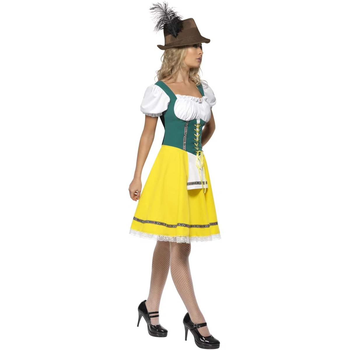 Tyrolerkjole str. S  Dirndl Bayerske Enge, gul/gr&oslash;n