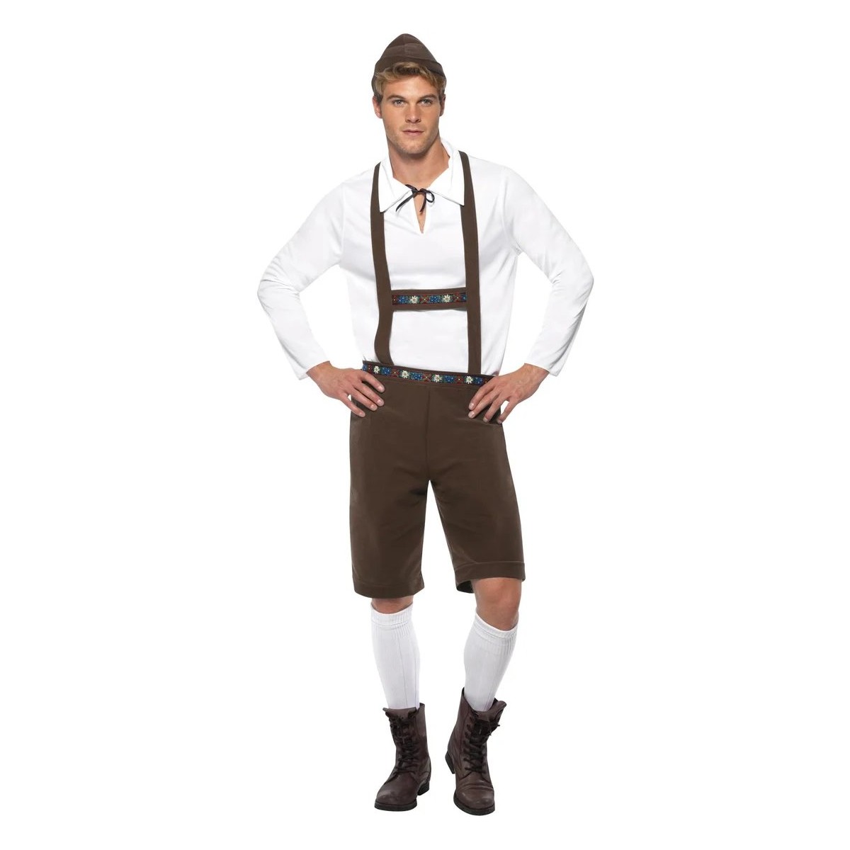 Lederhosen-sæt str. XL - Alpehytte – 4 dele Lederhosen-sæt str. XL - Alpehytte – 4 dele