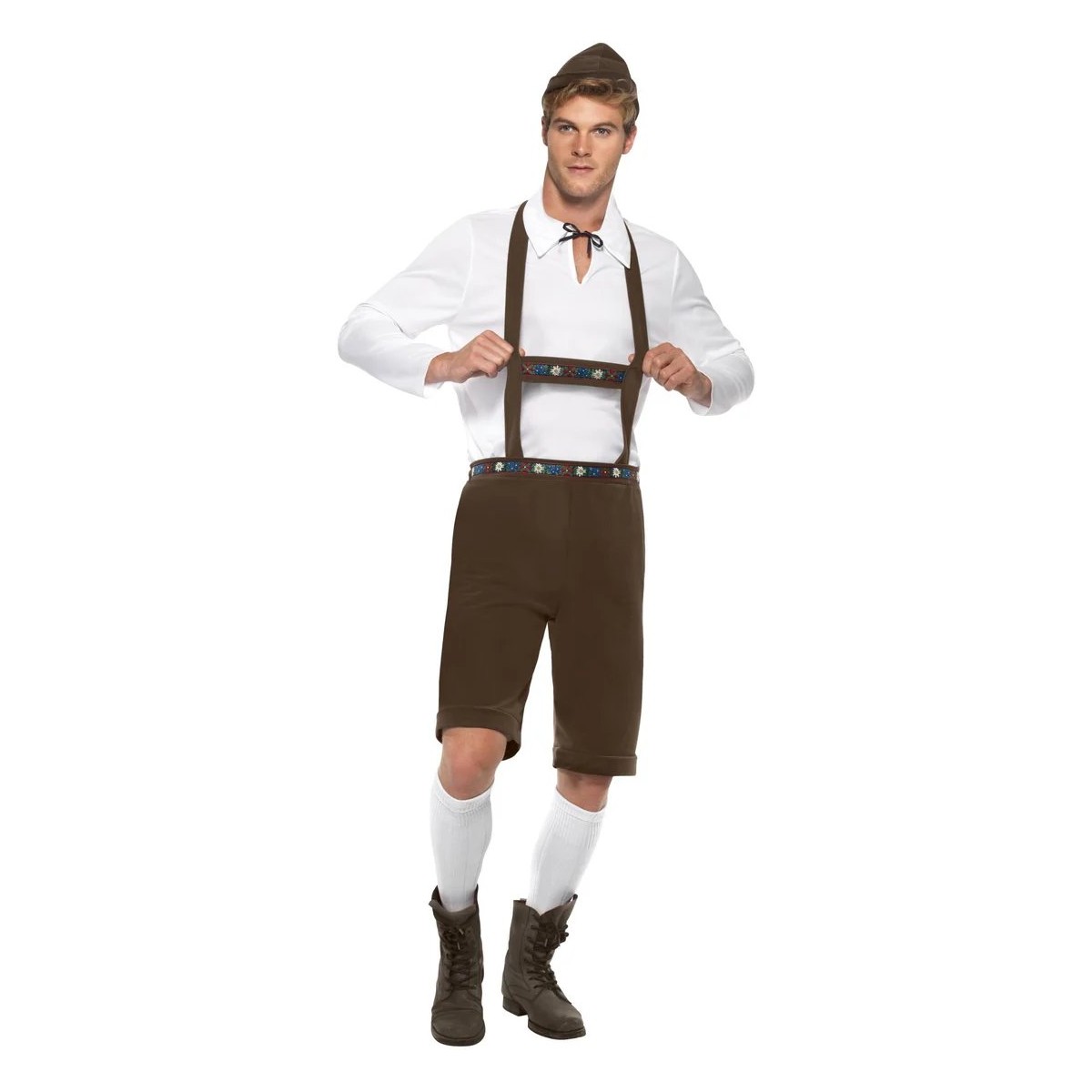 Lederhosen-sæt str. XL - Alpehytte – 4 dele Lederhosen-sæt str. XL - Alpehytte – 4 dele