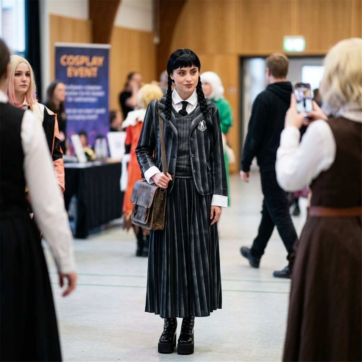 Wednesday&reg; Addams skoleuniform str. S - firedelt Nevermore-s&aelig;t