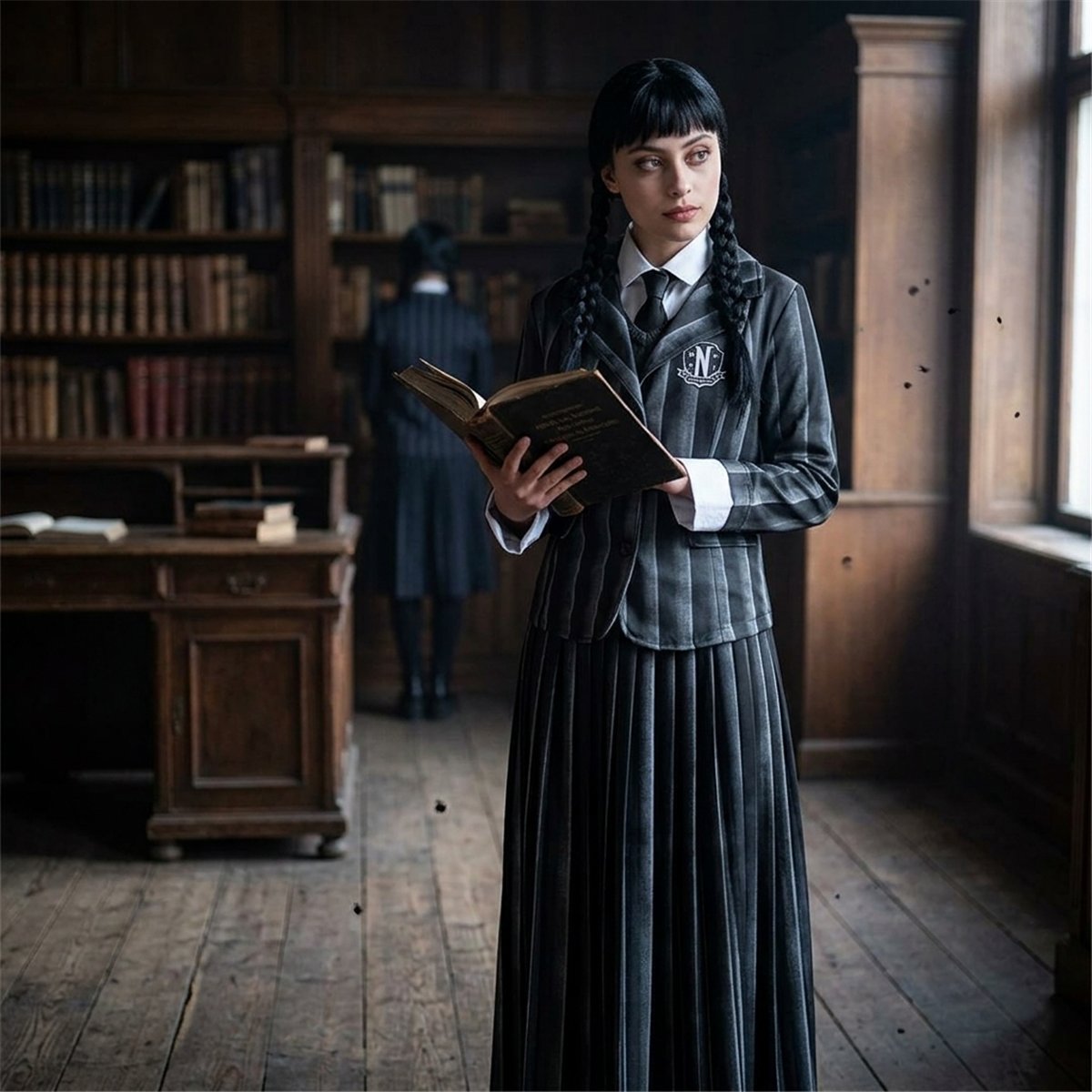 Wednesday® Addams skoleuniform str. M - firedelt Nevermore-sæt Wednesday® Addams skoleuniform str. M - firedelt Nevermore-sæt