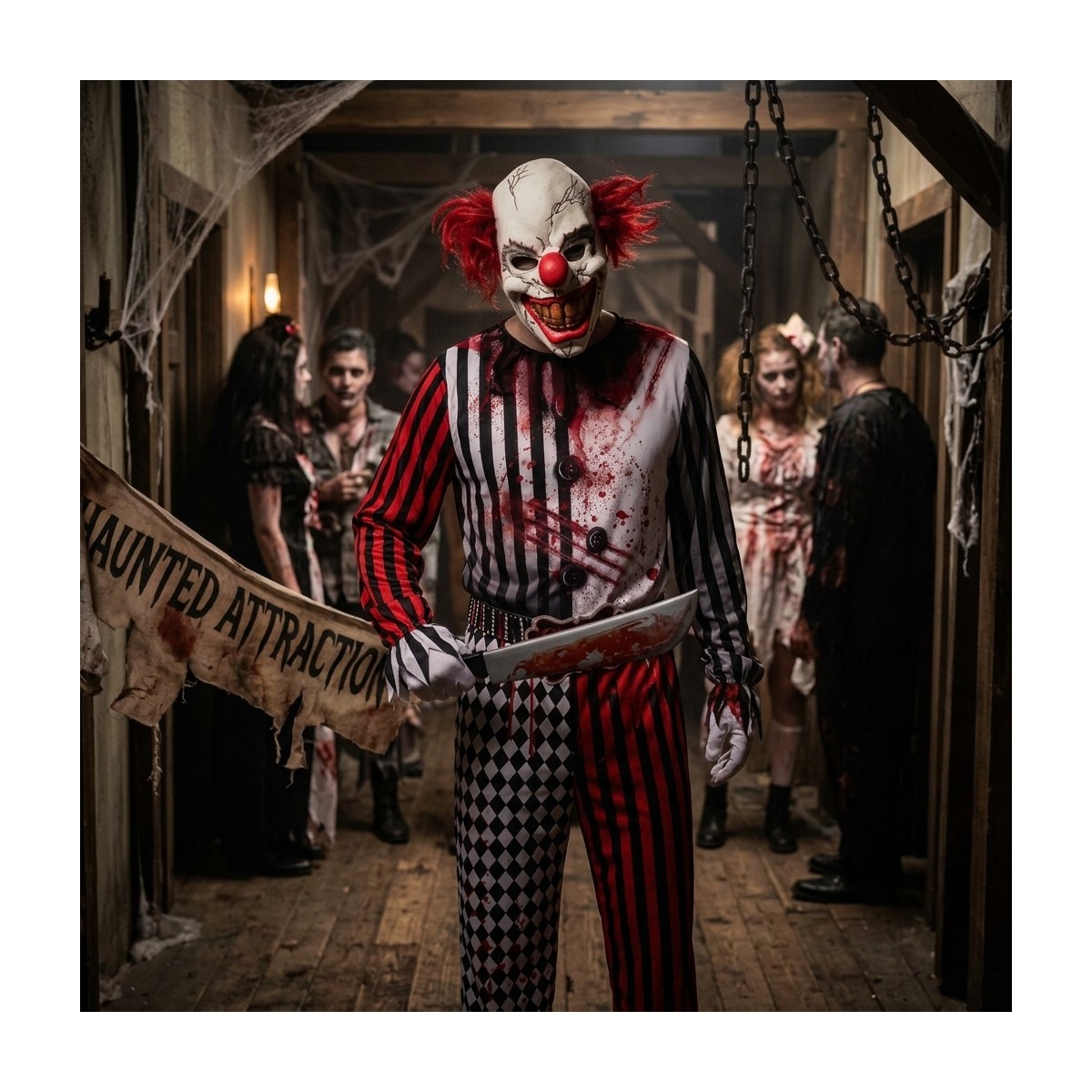 Evil Clown kostume str. one size – blodig heldragt Evil Clown kostume str. one size – blodig heldragt