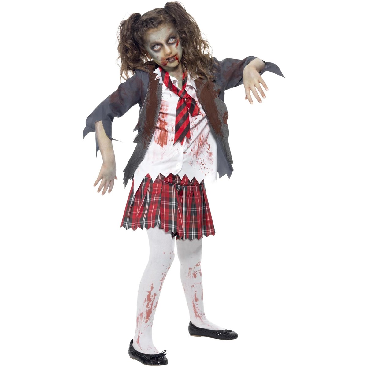 Zombie skolepige-kostume str. 10-12 år Zombie skolepige-kostume str. 10-12 år