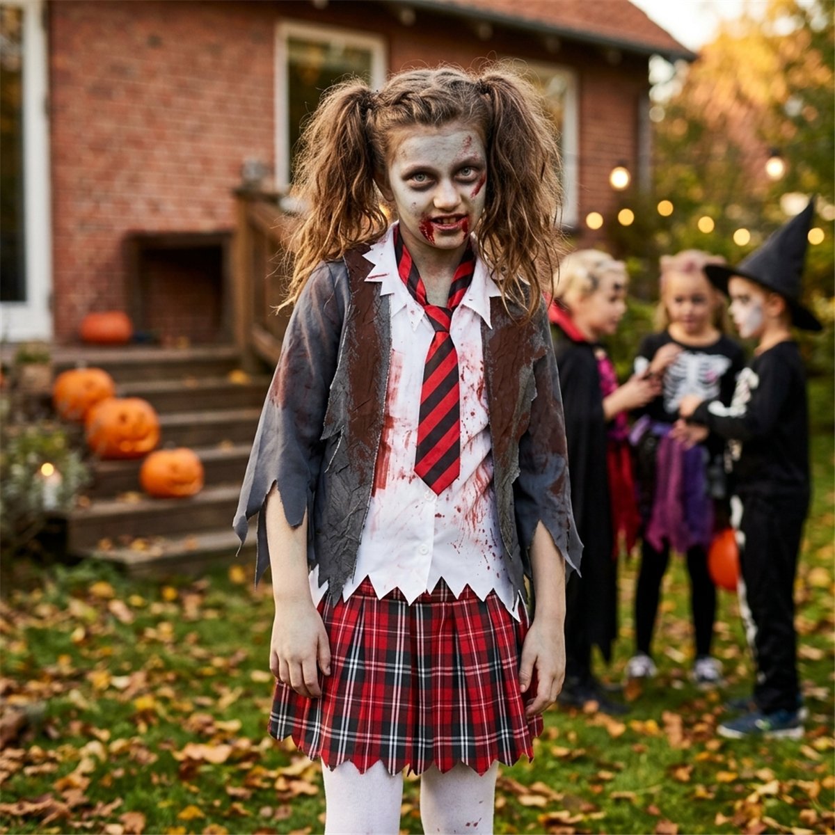 Zombie skolepige-kostume str. 10-12 år Zombie skolepige-kostume str. 10-12 år