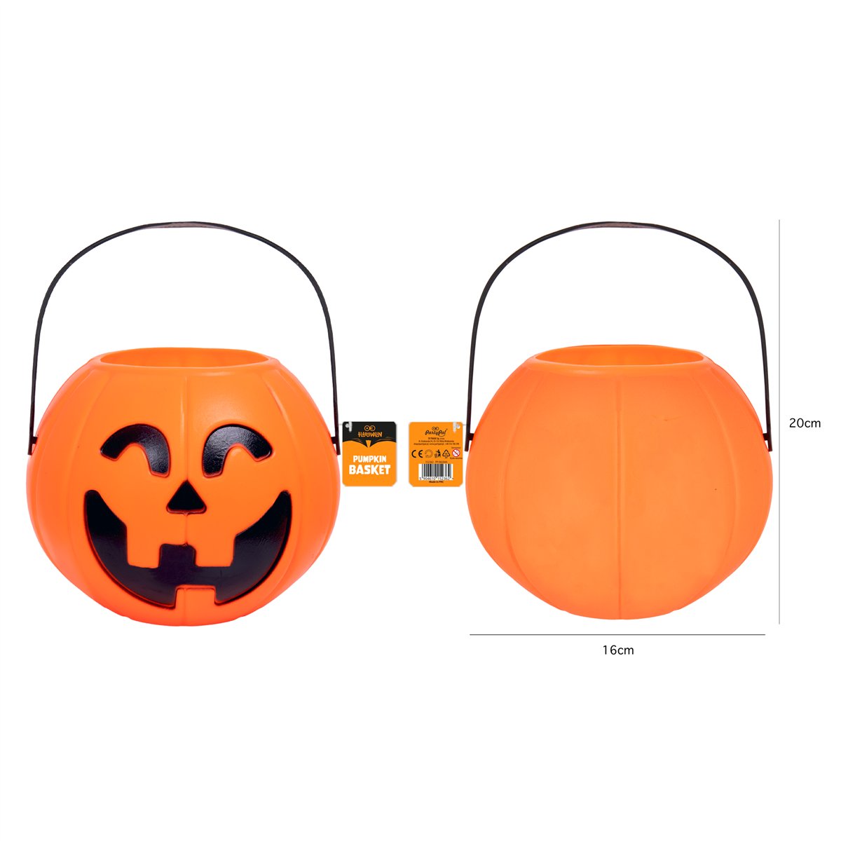Halloween plastikspand Græskar til slik 20 cm høj Halloween plastikspand Græskar til slik 20 cm høj