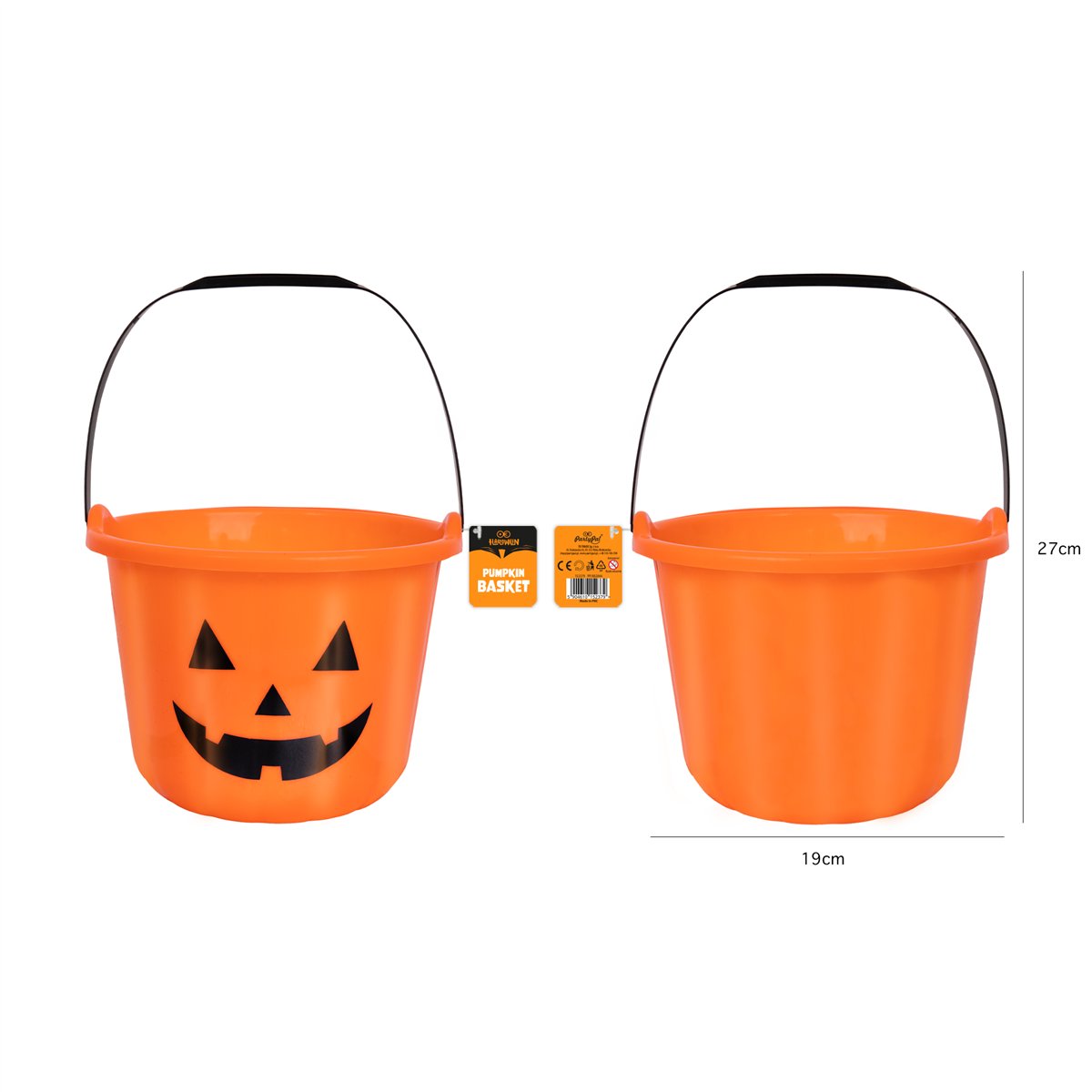Halloween plastikspand Græskar til slik 27 cm høj Halloween plastikspand Græskar til slik 27 cm høj