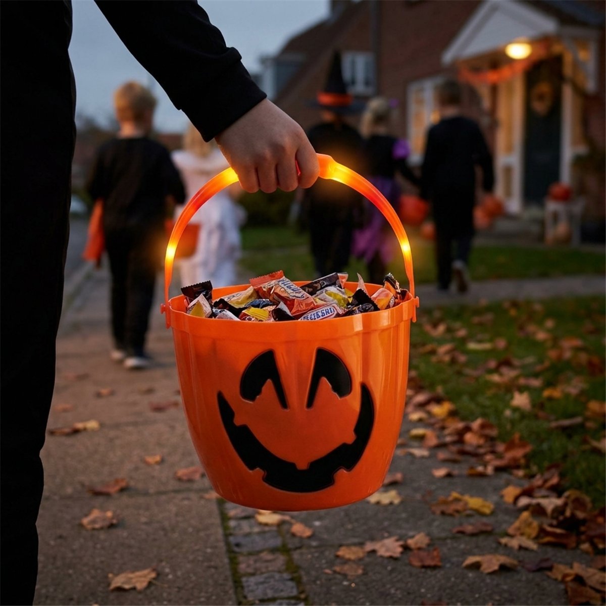 Halloween slikspand med lysende håndtag Halloween slikspand med lysende håndtag