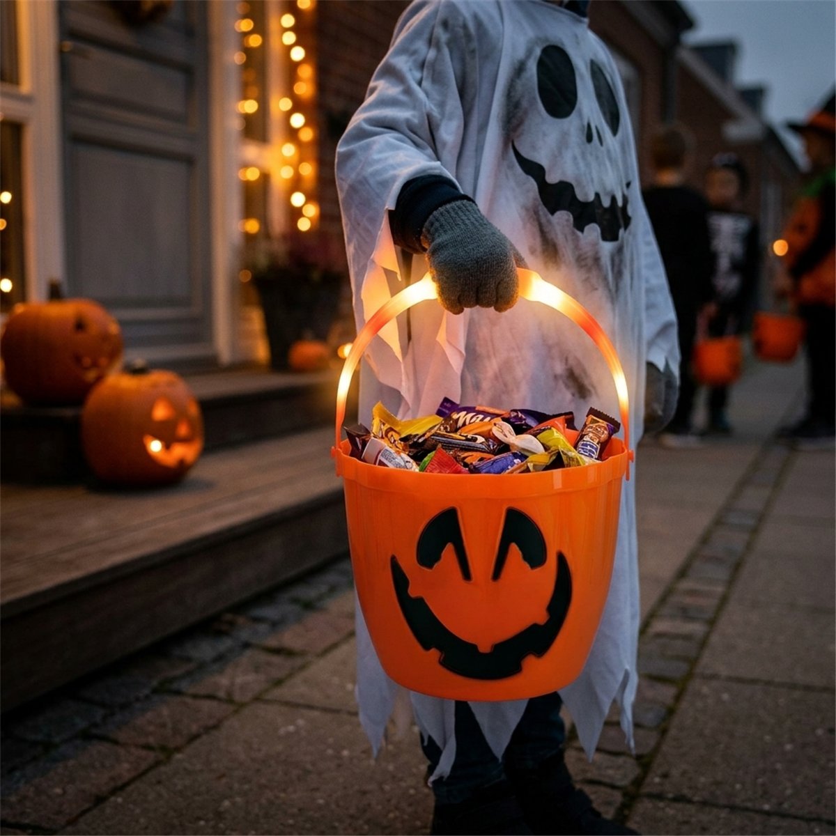 Halloween slikspand med lysende håndtag Halloween slikspand med lysende håndtag