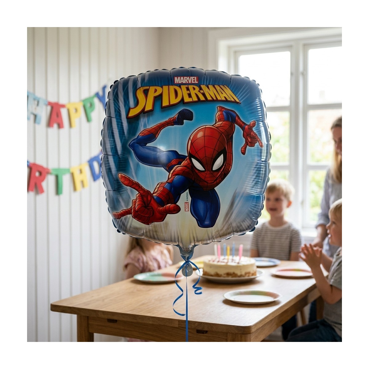 Spider-Man&reg; Folieballon 46 cm &ndash; Komplet S&aelig;t med V&aelig;gt, B&aring;nd 
