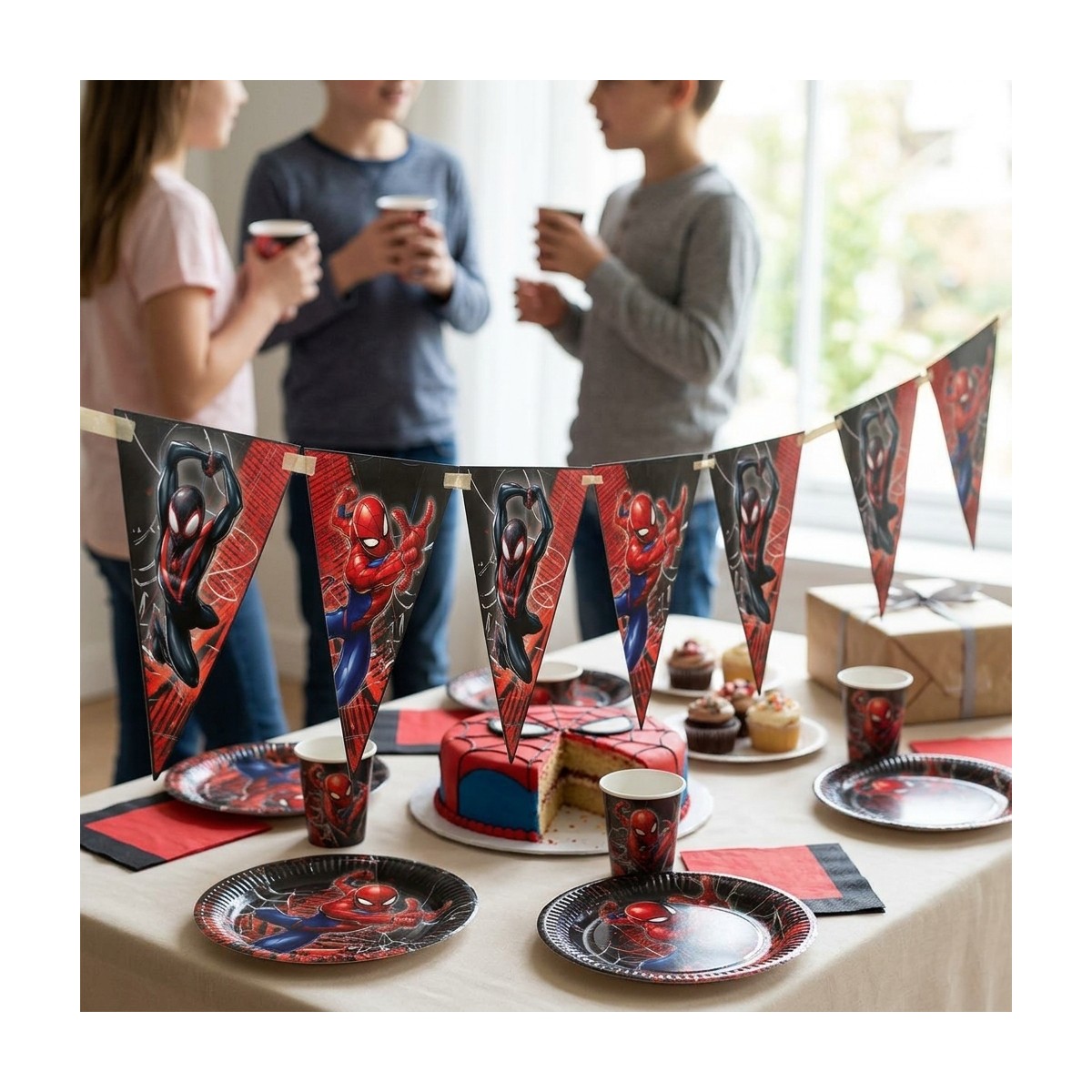 Spider-Man® Vimpelguirlande 9 flag papir 230 cm Spider-Man® Vimpelguirlande 9 flag papir 230 cm