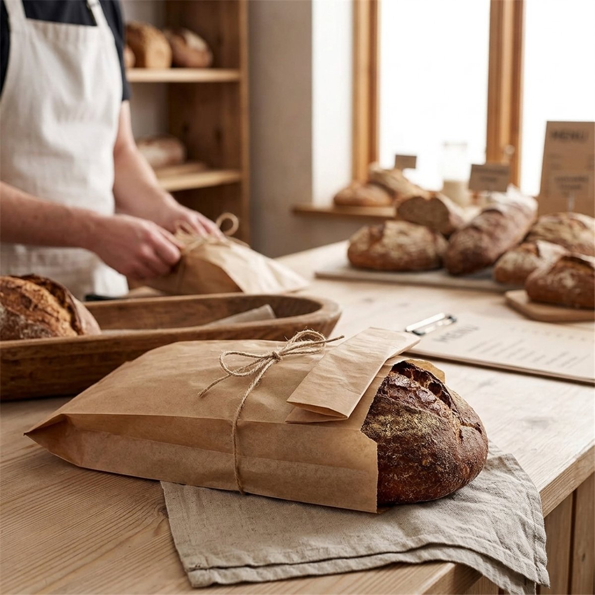 1000 stk. Brune papirsposer med sidefals 15x6,5x37 cm