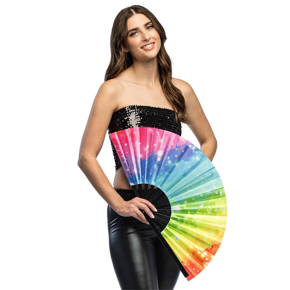 Vifte UV-design Rave Vibe XL 64 cm i Multifarvet Vifte UV-design Rave Vibe XL 64 cm i Multifarvet