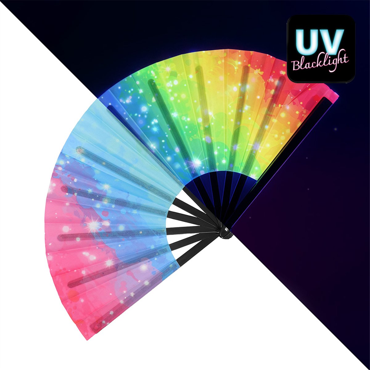 Vifte UV-design Rave Vibe XL 64 cm i Multifarvet Vifte UV-design Rave Vibe XL 64 cm i Multifarvet