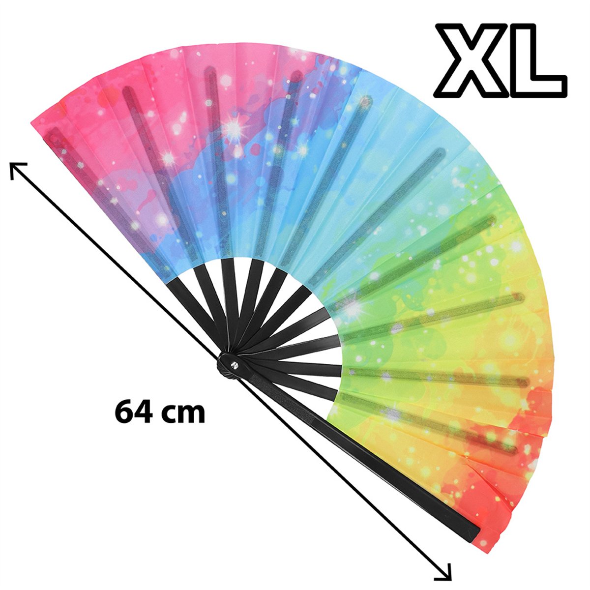 Vifte UV-design Rave Vibe XL 64 cm i Multifarvet Vifte UV-design Rave Vibe XL 64 cm i Multifarvet