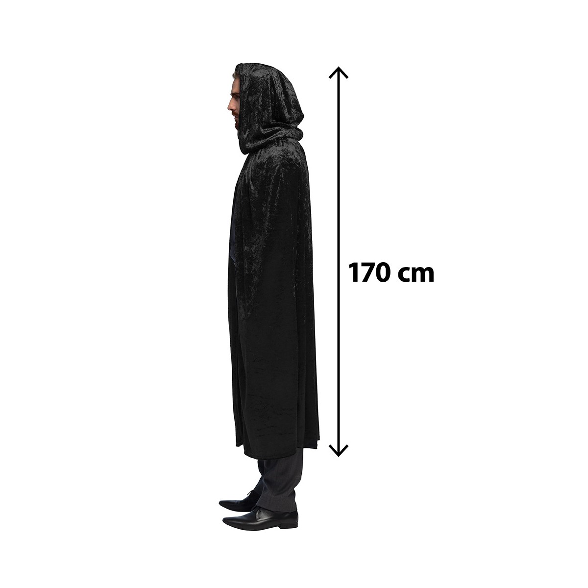 Kappe Dawn 170 cm - Sort med Hætte Kappe Dawn 170 cm - Sort med Hætte