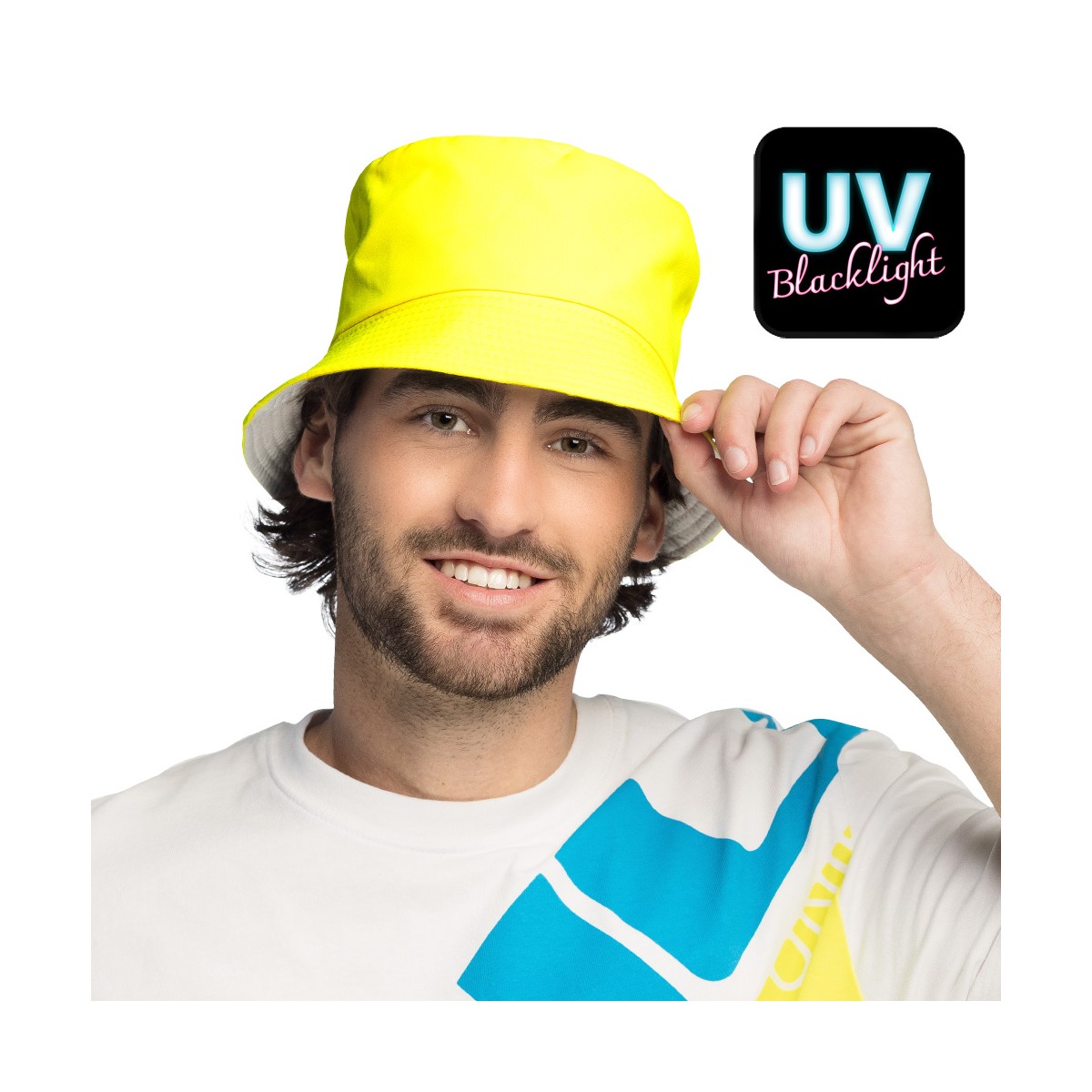 Bøllehat – Neon gul med UV-effekt Bøllehat – Neon gul med UV-effekt