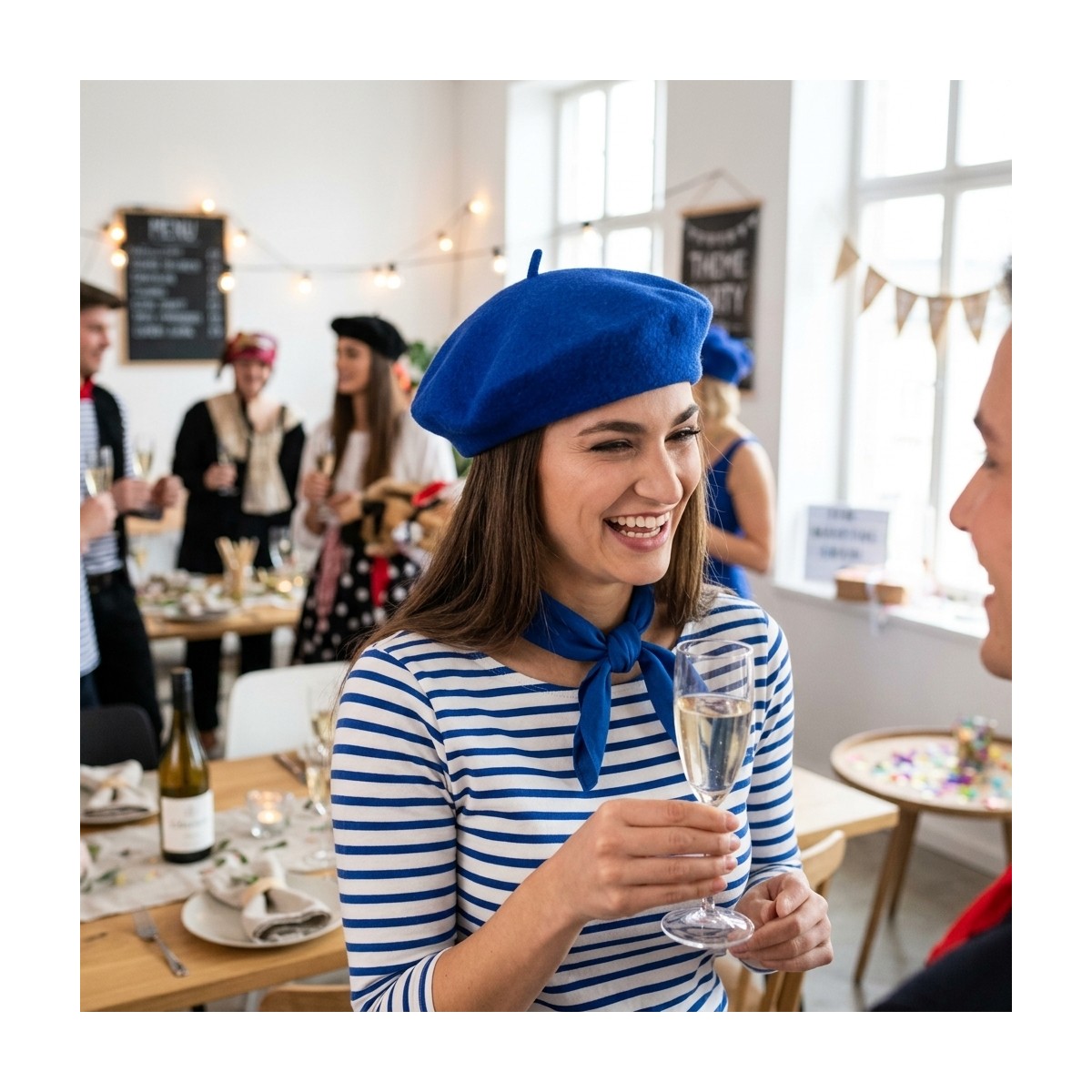 Baret hat &ndash; Bl&aring; Fransk Baret i Filt
