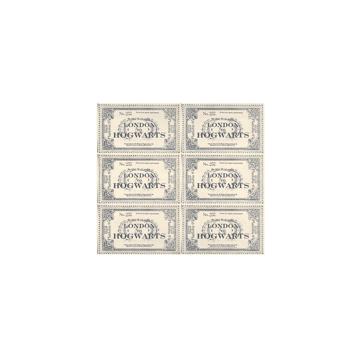 Paper napkins Harry Potter London to Hogwarts Ticket, 33x40 cm, beige (1 pkt / 20 pc.)