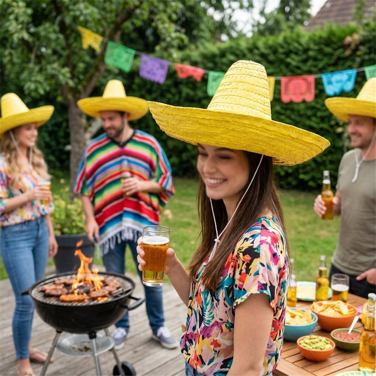 Sombrero Puebla &Oslash; 49 cm Gul - Mexicansk str&aring;hat
