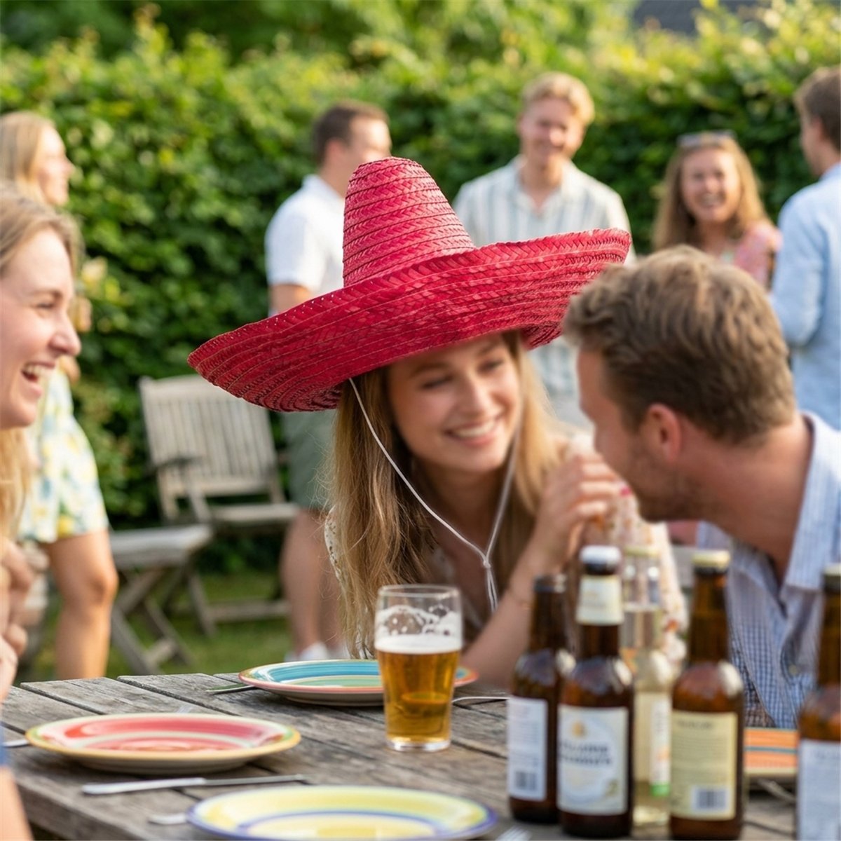 Sombrero Puebla &Oslash; 49 cm R&oslash;d - Mexicansk str&aring;hat