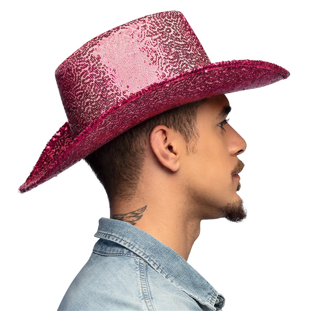 Cowboyhat &ndash; Pink Hat med Pailletter