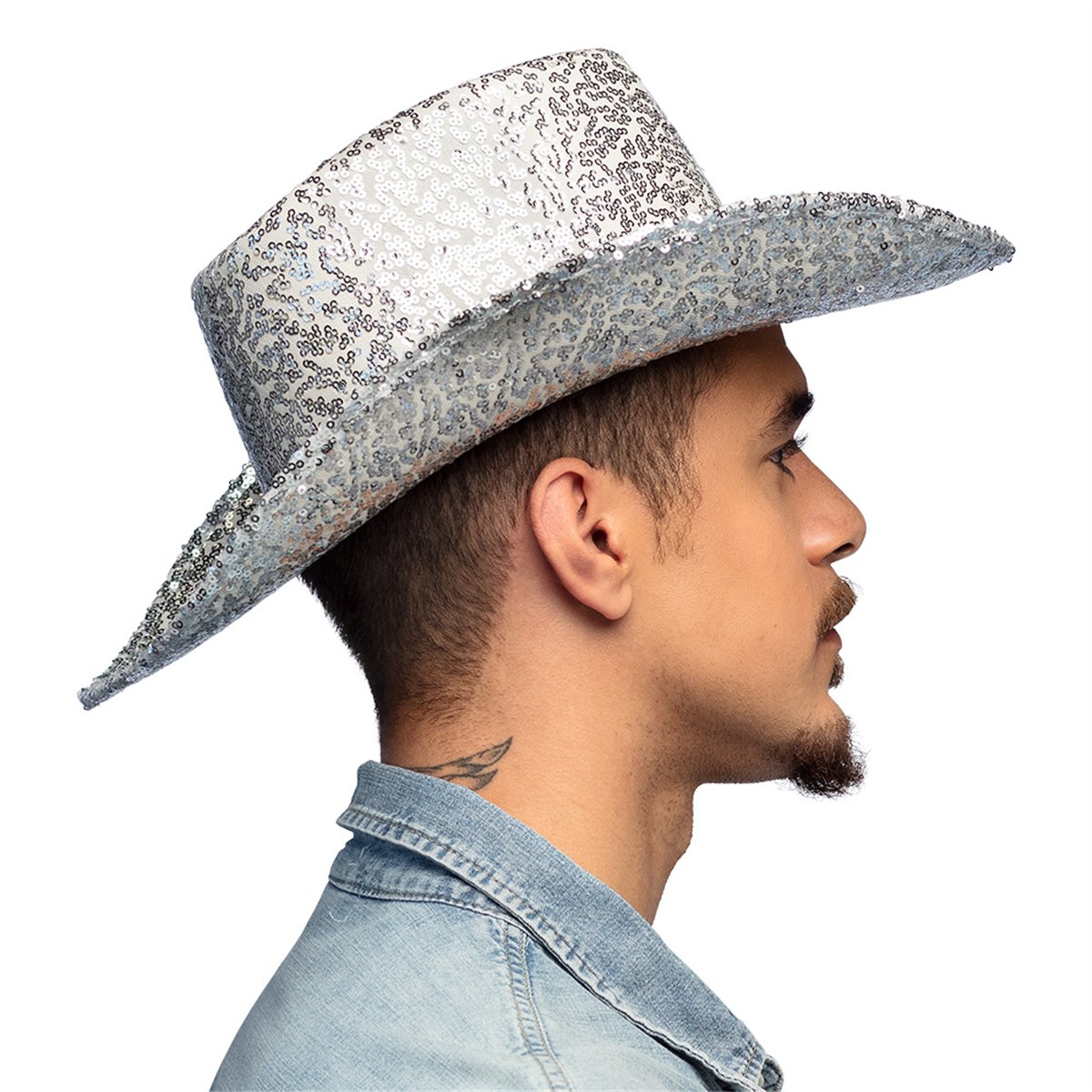 Cowboyhat &ndash; S&oslash;lv Hat med Pailletter