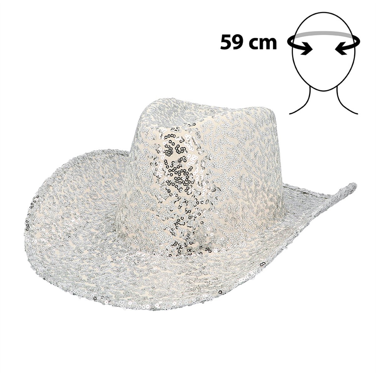 Cowboyhat &ndash; S&oslash;lv Hat med Pailletter
