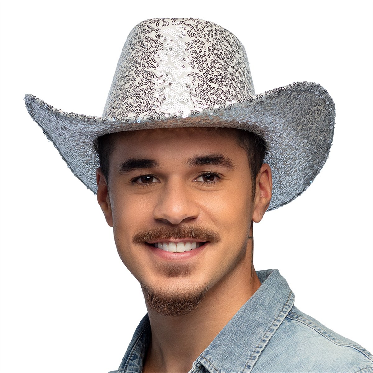 Cowboyhat &ndash; S&oslash;lv Hat med Pailletter
