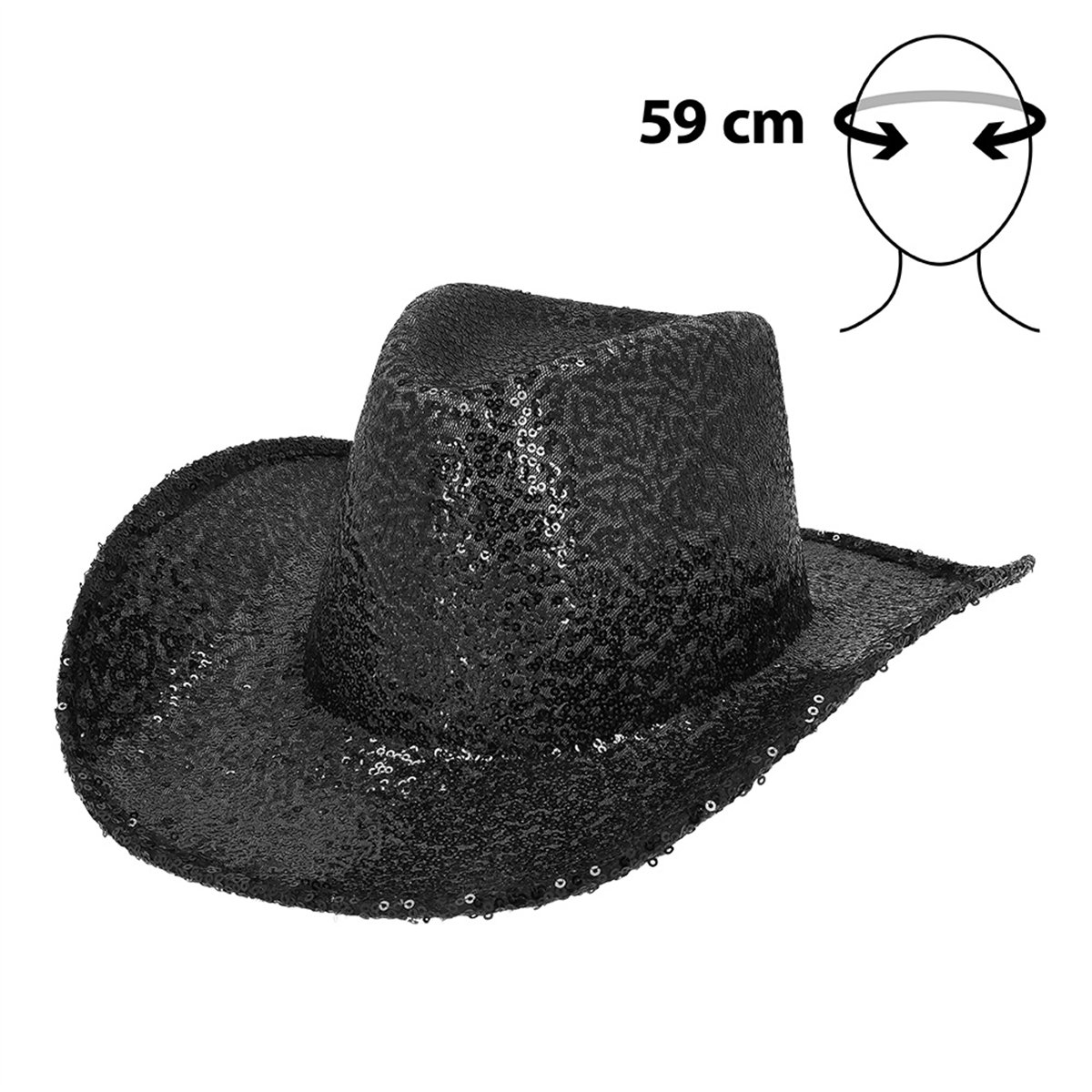 Cowboyhat – Sort Hat med Pailletter Cowboyhat – Sort Hat med Pailletter