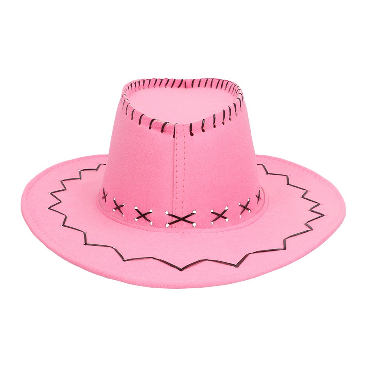 Cowboyhat &ndash; Savanne pink Westernhat i L&aelig;derlook med Hagerem