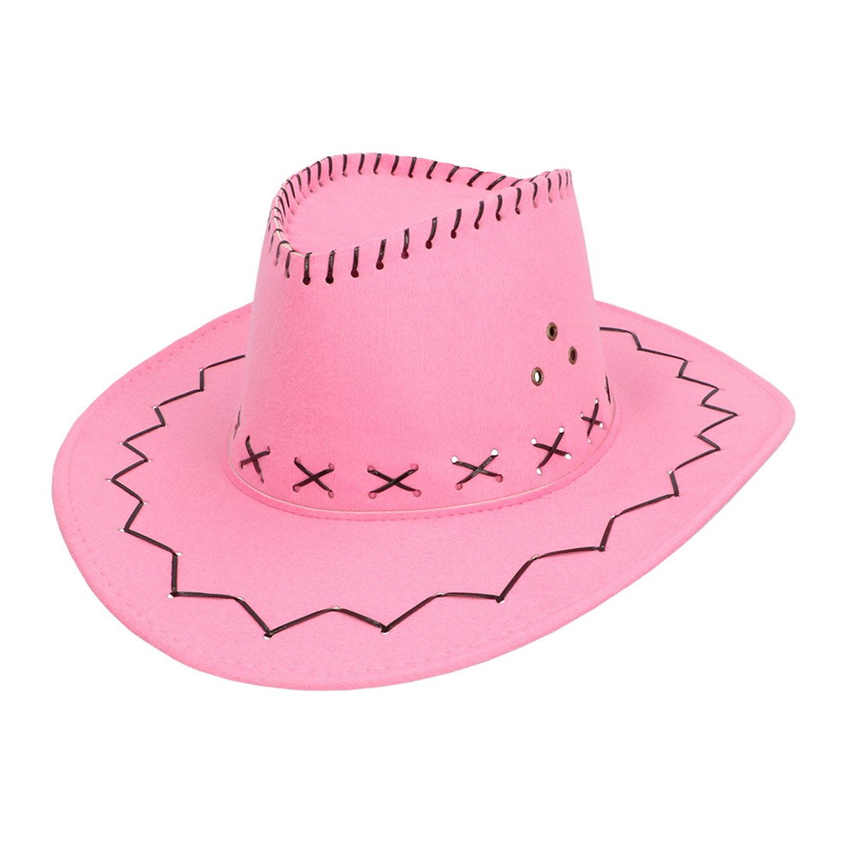 Cowboyhat &ndash; Savanne pink Westernhat i L&aelig;derlook med Hagerem