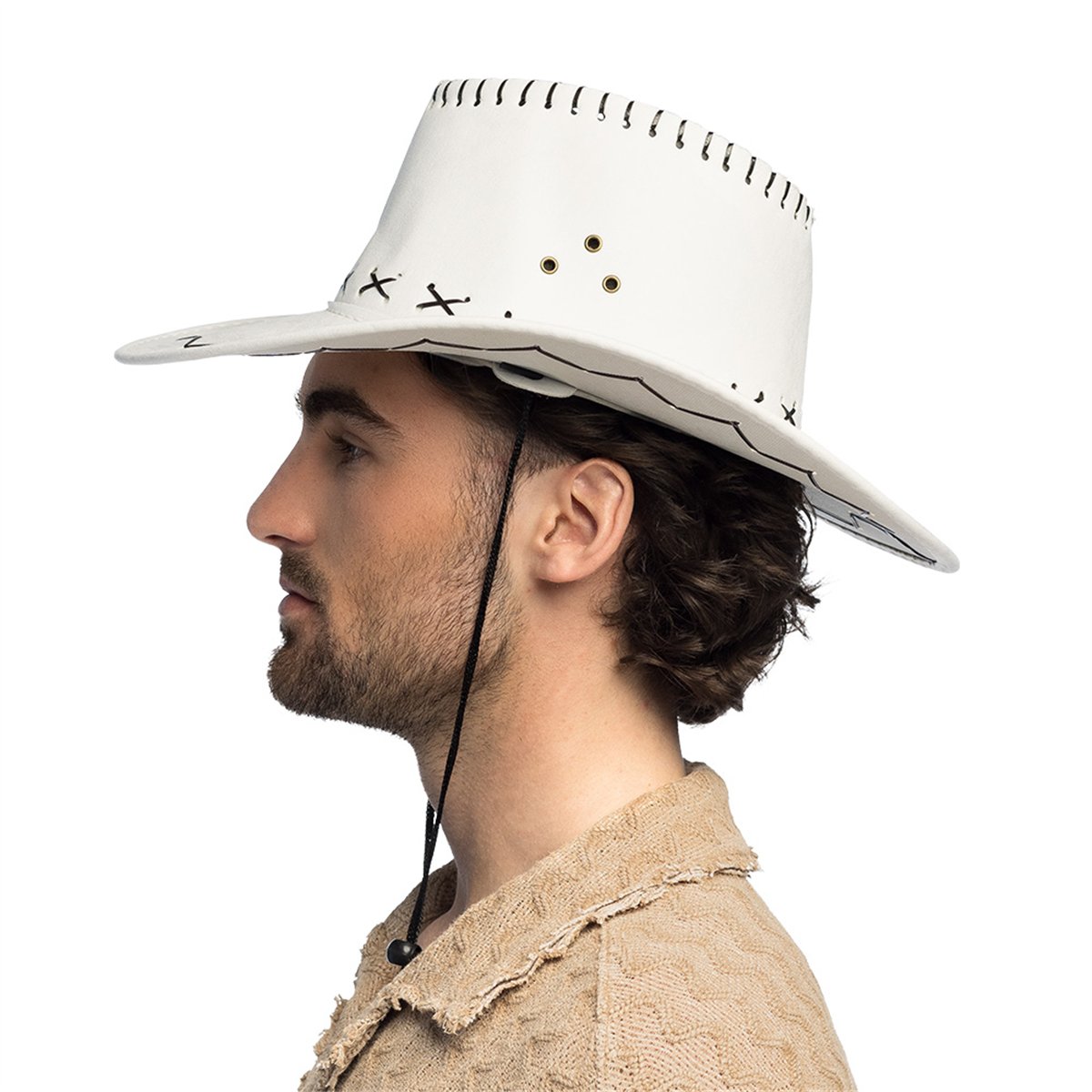 Cowboyhat – Hvid Neon Westernhat UV-effekt med Hagerem Cowboyhat – Hvid Neon Westernhat UV-effekt med Hagerem