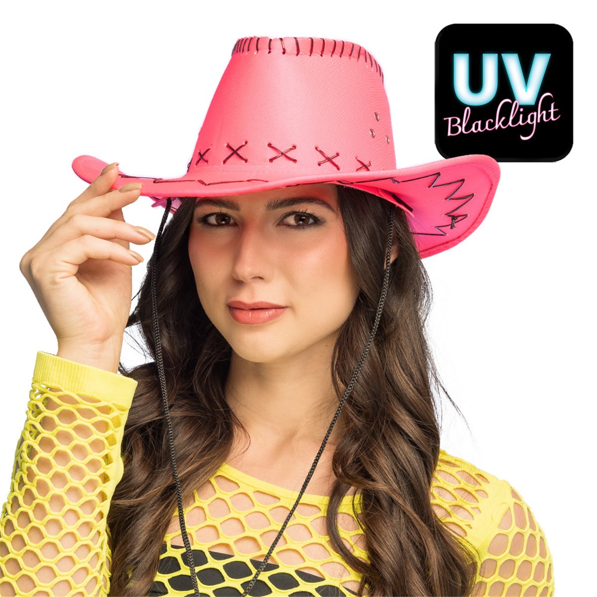 Cowboyhat – Savanne neon pink Westernhat UV-effekt med Hagerem Cowboyhat – Savanne neon pink Westernhat UV-effekt med Hagerem