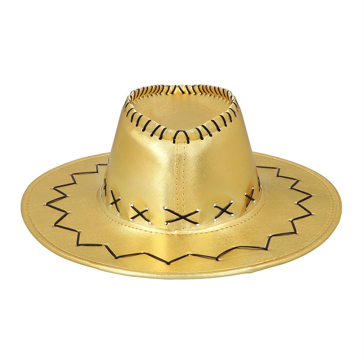 Cowboyhat – Guld Metallic Westernhat med Hagerem Cowboyhat – Guld Metallic Westernhat med Hagerem