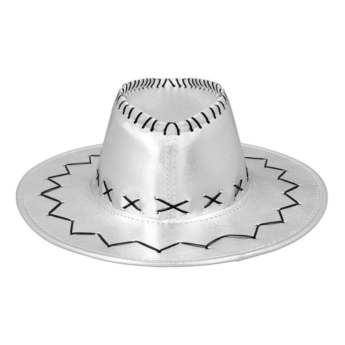 Cowboyhat – Sølv Metallic Westernhat med Hagerem Cowboyhat – Sølv Metallic Westernhat med Hagerem