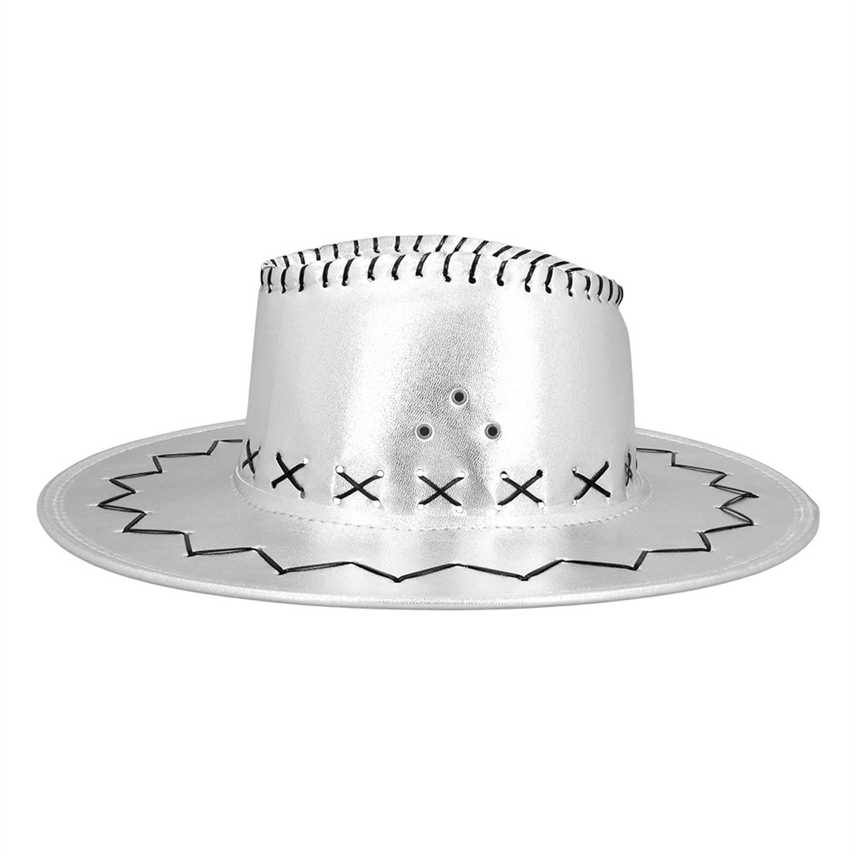 Cowboyhat – Sølv Metallic Westernhat med Hagerem Cowboyhat – Sølv Metallic Westernhat med Hagerem