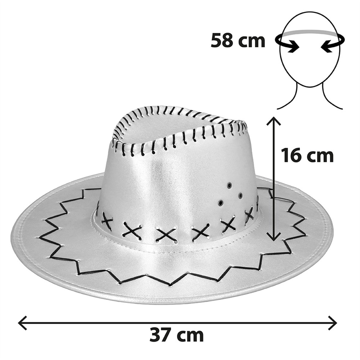 Cowboyhat – Sølv Metallic Westernhat med Hagerem Cowboyhat – Sølv Metallic Westernhat med Hagerem