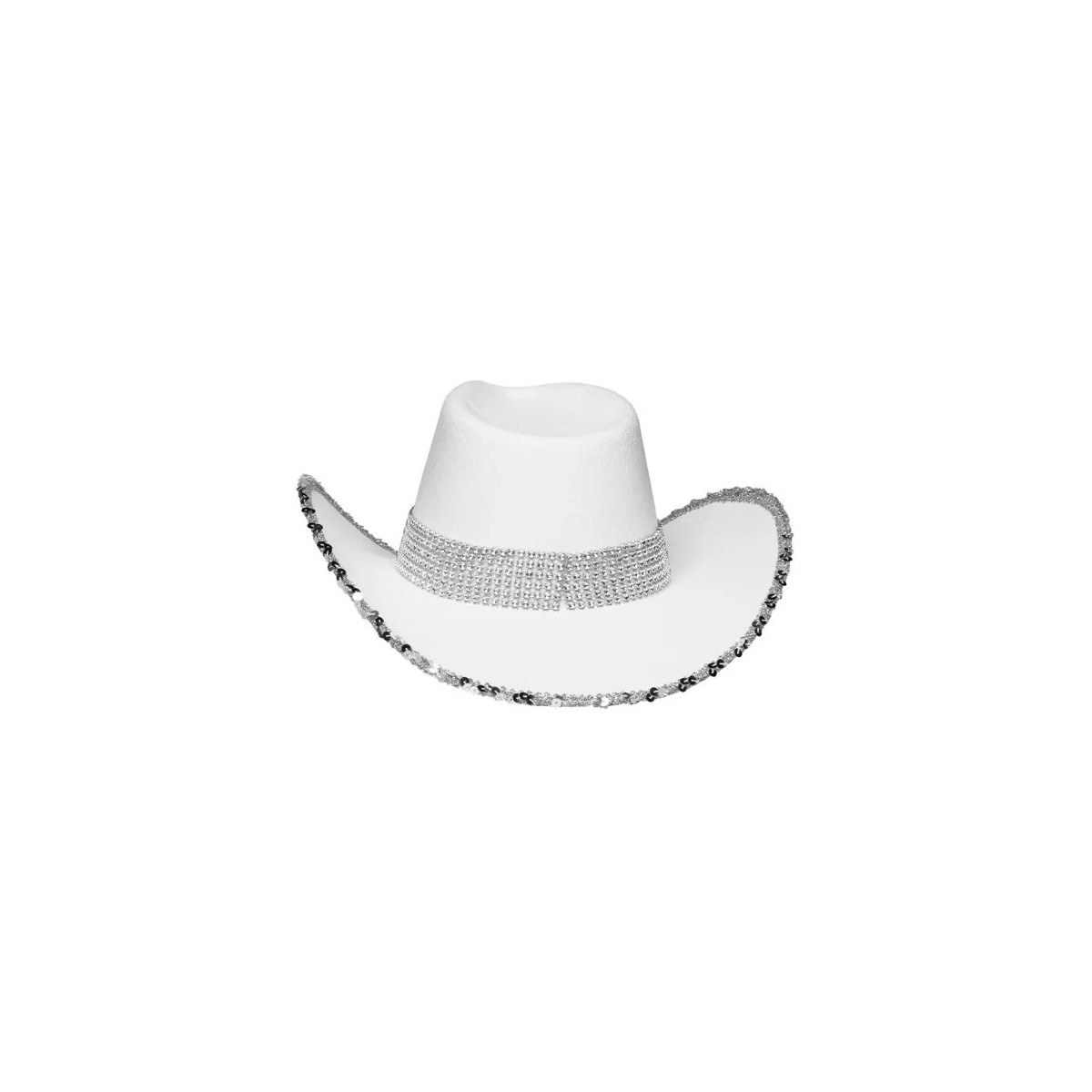 Cowboyhat Spark Hvid – Hat med Sølvfarvet Pailletskygge Cowboyhat Spark Hvid – Hat med Sølvfarvet Pailletskygge