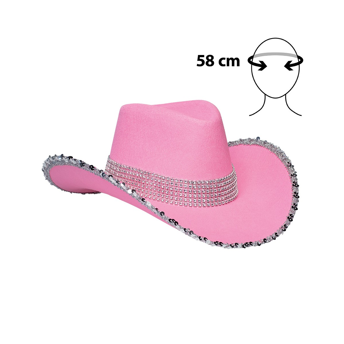 Cowboyhat Spark Lyser&oslash;d &ndash; Hat med S&oslash;lvfarvet Pailletskygge