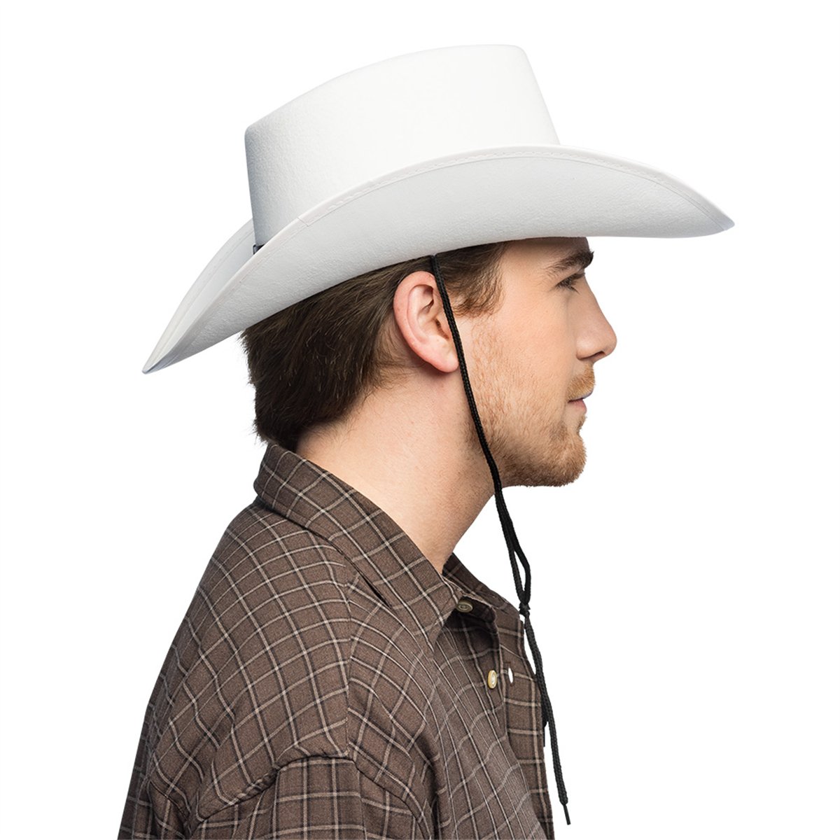Hvid Cowboyhat Wyatt med Longhorn-emblem
